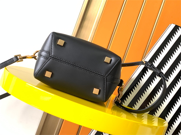 Y.S.L LE 37 Mini In Black Shiny Leather Bucket Bag