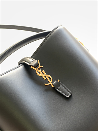 Y.S.L LE 37 Mini In Black Shiny Leather Bucket Bag
