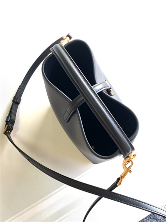 Y.S.L LE 37 Mini In Black Shiny Leather Bucket Bag