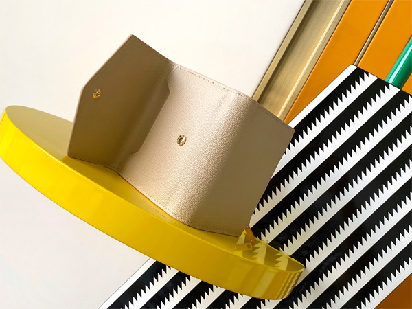 Y.S.L UPTOWN Compact wallet in grain de poudre leather Dk Beige