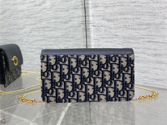 cd miss caro pouch with chain D*or oblique blue