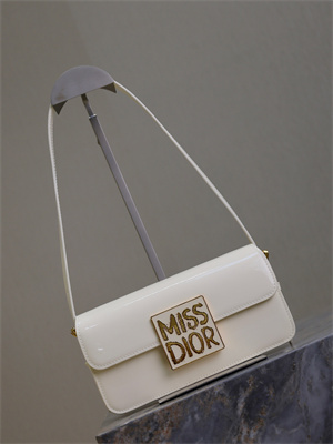 cd miss D*or flap bag patent calfskin white