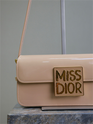 cd miss D*or flap bag patent calfskin beige