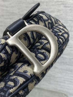 CD Mini Saddle Bag Oblique Jacquard & Smooth Calfskin Blue Color