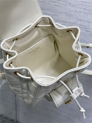 CD CARO BACKPACK Small Macrocannage Lambskin White