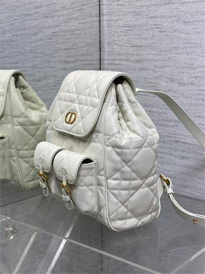 CD CARO BACKPACK MEDIUM Macrocannage Lambskin White
