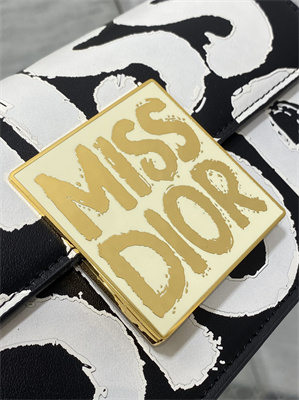 cd miss D*or flap bag graffiti printed calfskin black/white