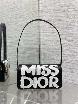 cd miss D*or flap bag graffiti printed calfskin black/white