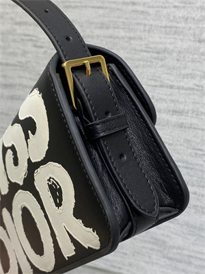 cd miss D*or flap bag graffiti printed calfskin black/white