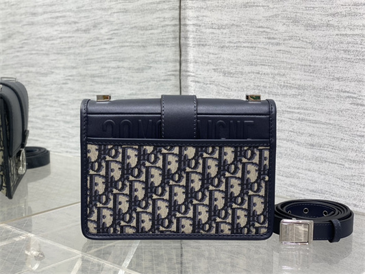 CD Small 30 Montaigne Bag Blue Oblique Jacquard & Leather