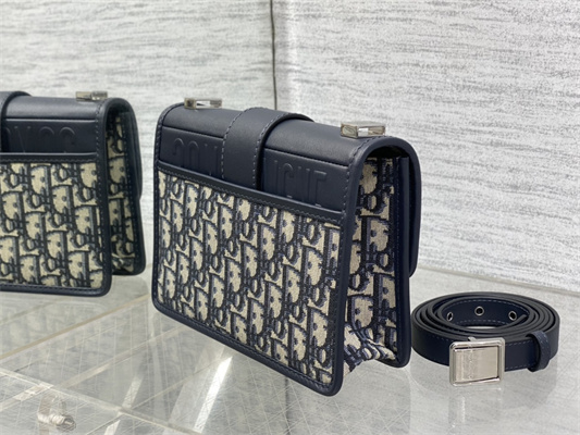 CD Small 30 Montaigne Bag Blue Oblique Jacquard & Leather