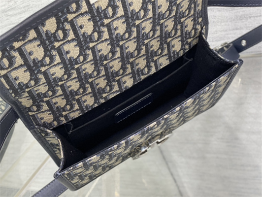 CD Small 30 Montaigne Bag Blue Oblique Jacquard & Leather