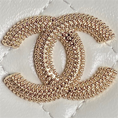 Ch*el small vanity with chain lambskin, strass & gold-tone metal white ap4302