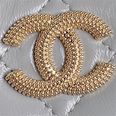 Ch*el small vanity with chain lambskin, strass & gold-tone metal grey ap4302