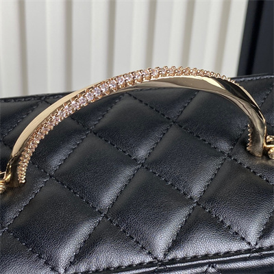Ch*el vanity with chain lambskin, strass & gold-tone metal black ap4317