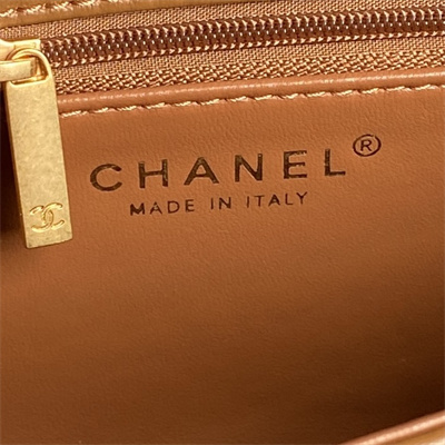 Ch*el mini flap bag shearling lambskin & gold-tone metal brown as5148