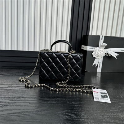 Ch*el small box bag lambskin & gold-tone metal black as5167
