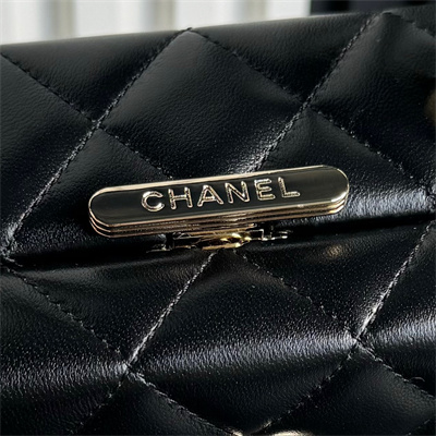 Ch*el small box bag lambskin & gold-tone metal black as5167