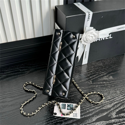 Ch*el small box bag lambskin & gold-tone metal black as5167