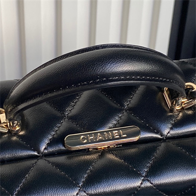 Ch*el box bag lambskin & gold-tone metal black as5168