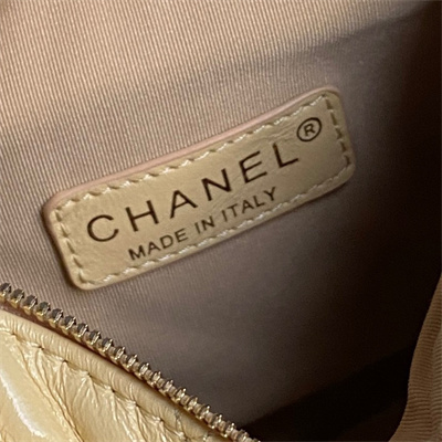 Ch*el small camera case shiny crumpled lambskin & gold-tone metal beige as5220