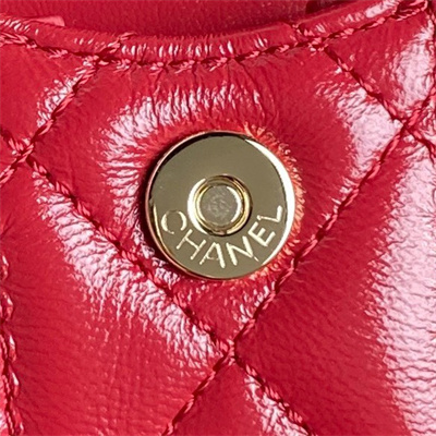 Ch*el small camera case shiny crumpled lambskin & gold-tone metal red as5220