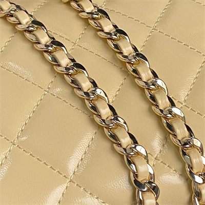 Ch*el vanity case shiny crumpled lambskin & gold-tone metal beige as5222