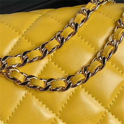 Ch*el vanity case shiny crumpled lambskin & gold-tone metal yellow as5222