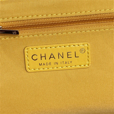 Ch*el vanity case shiny crumpled lambskin & gold-tone metal yellow as5222