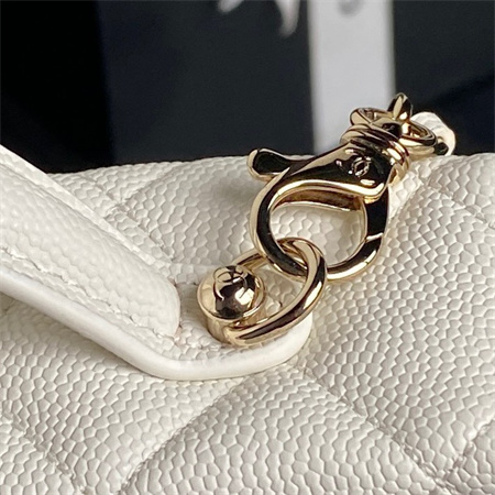 Ch*el long vanity with chain grained calfskin & gold-tone metal white ap4407