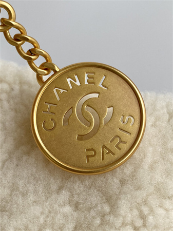 Cha.nel 22 Small Handbag Shearing Wool Gold Tone Metal AS3260