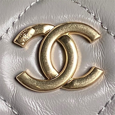 Cha.nel 24A Bowling Bag Shiny Calfskin Gold-Tone Metal Grey AS4933