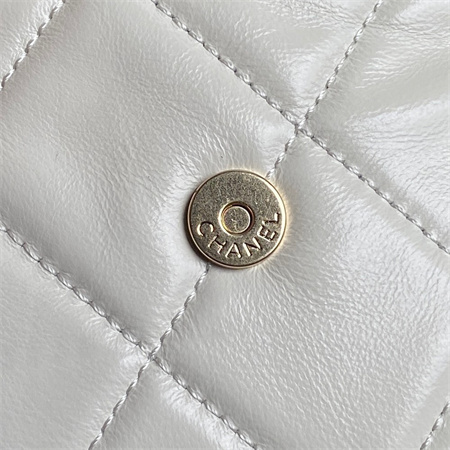 Cha.nel 24A Bowling Bag Shiny Calfskin Gold-Tone Metal White AS4933