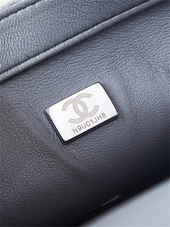 Cha.nel Mini Classic Handbag Sequins and Silver Tone Metal Grey,White &Gold A69900