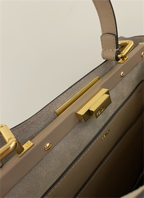 Fen.di Peekaboo Soft Medium Leather Bag Gray