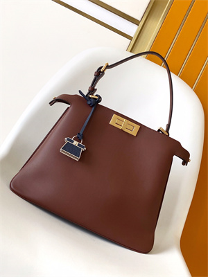 Fen.di Peekaboo Soft Medium Leather Bag Burgundy