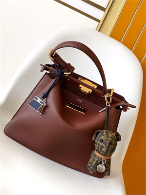 Fen.di Peekaboo Soft Medium Leather Bag Burgundy