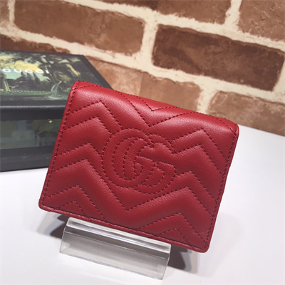 Gu.cci GG Marmont card case wallet Red Leather 466492