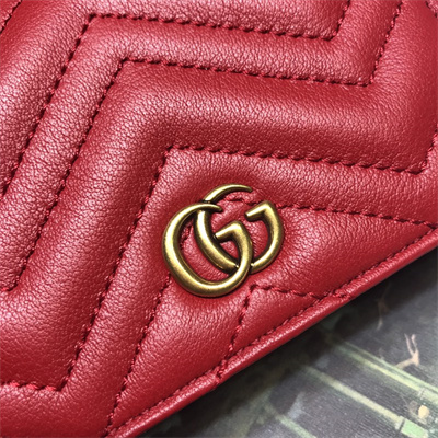 Gu.cci GG Marmont card case wallet Red Leather 466492