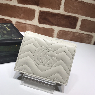 Gu.cci GG Marmont card case wallet Cream Leather 466492