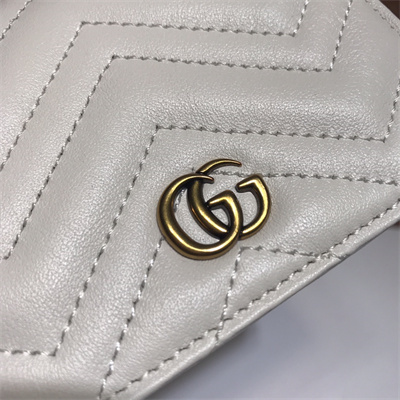 Gu.cci GG Marmont card case wallet Cream Leather 466492