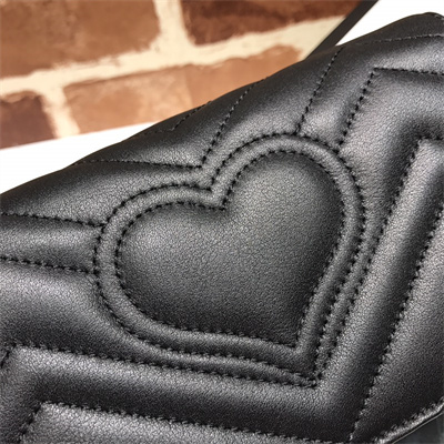 Gu.cci GG Marmont Chain Wallet Black Leather 488426