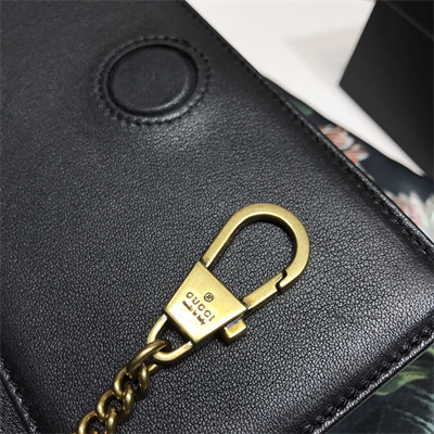 Gu.cci GG Marmont Chain Wallet Black Leather 488426