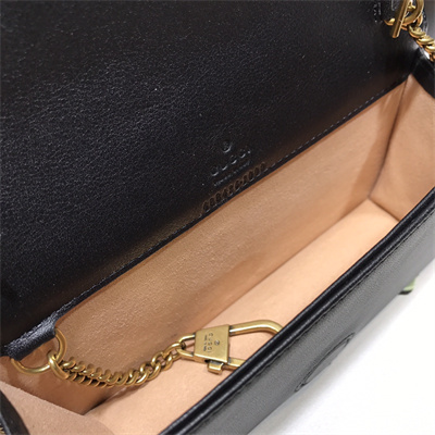 Gu.cci GG Marmont Chain Wallet Black Leather 488426