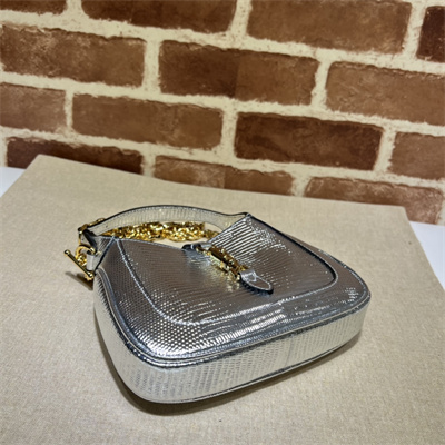 Gu.cci Jackie 1961 Mini Shoulder Bag Silver Leather 675799