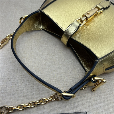 Gu.cci Jackie 1961 Mini Shoulder Bag Gold Leather 675799