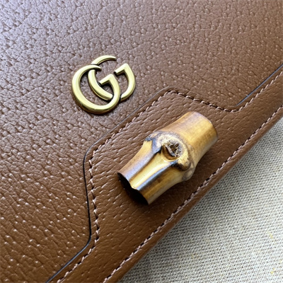 Gu.cci Diana mini bag with bamboo Brown Leather 696817