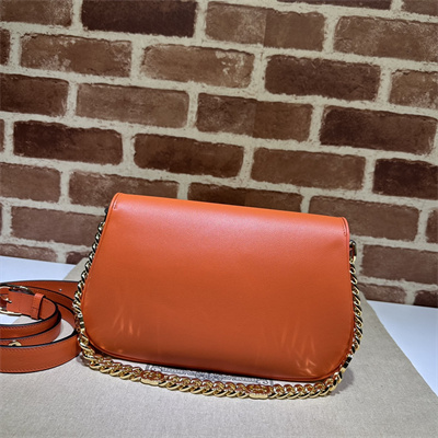 Gu.cci Blondie Shoulder Bag Orange Leather 699268
