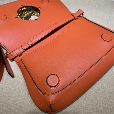Gu.cci Blondie Shoulder Bag Orange Leather 699268