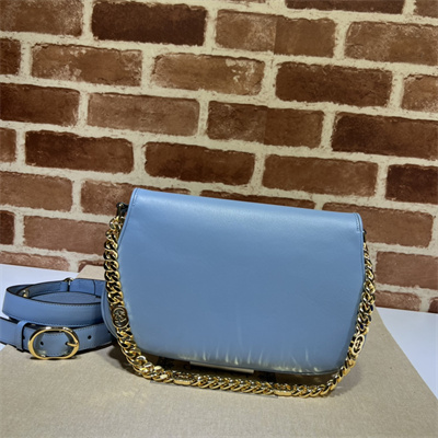 Gu.cci Blondie Shoulder Bag Blue Leather 699268